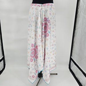 Peruvian Connection Skirt Women's  Pima Cotton Maxi Ivory Asymmetrical SZ 10